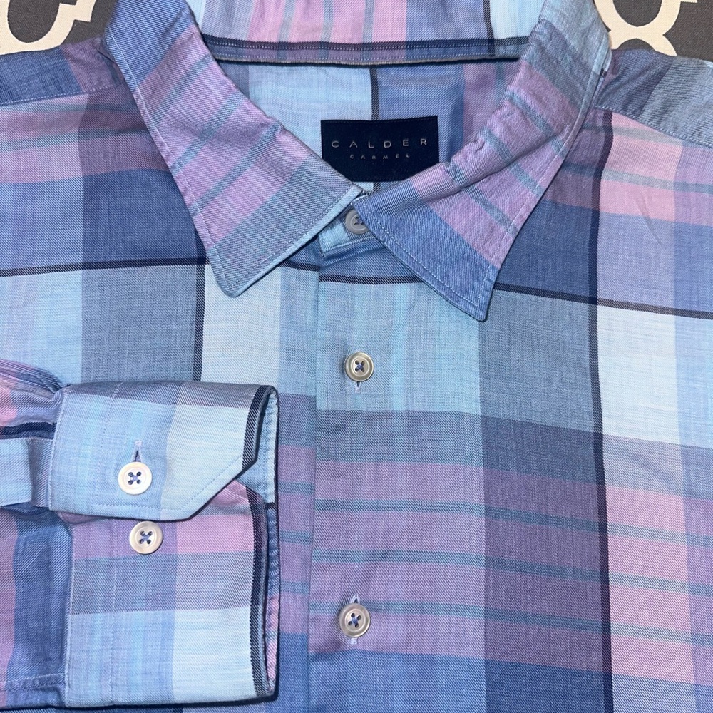 Men's Casual Blue and Purple Checkered Shirt